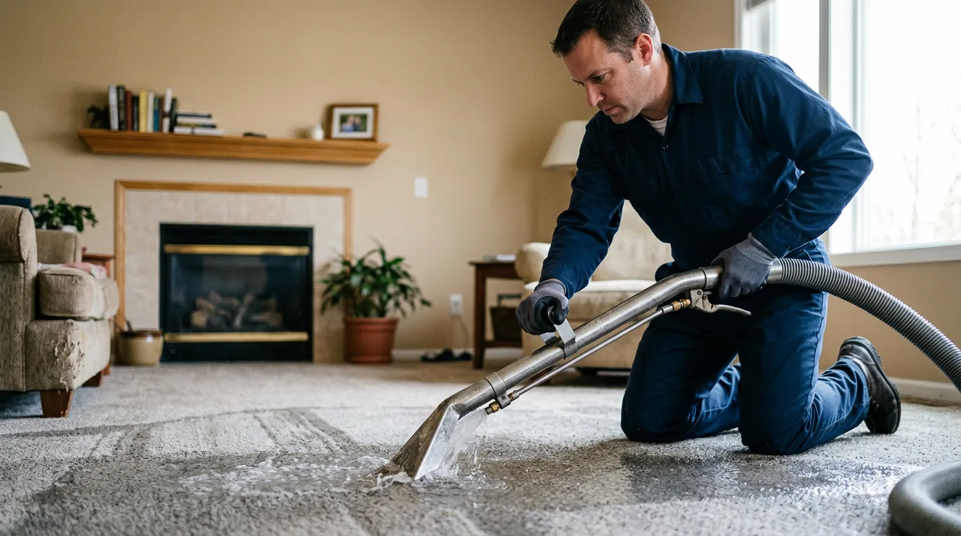 Water damage restoration technician working near King Hill, ID